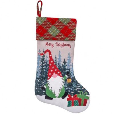 China Custom 2021 New Year Gnome Christmas Stocking Sublimation Christmas Stocking Ornament Hanging For Xmas Party Decoration for sale