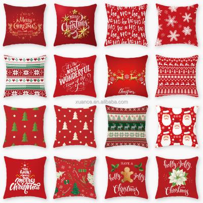 China Christmas 2021 New Year Christmas Car Home Sofa Decor Pillowcase Plush Throw Pillow Case Cover Merry Santa Claus Cushion Cover XJ0076 for sale