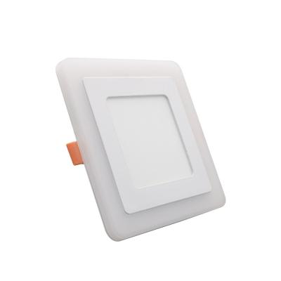 China Double Color Led Panel Light Square AC220V 9W Recessed Ceiling Mounted Lamp en venta