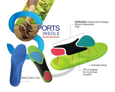 China Reduce Odor Breathable Sports Foam Shoe Insoles Shock Absorption OEM Shoes Running Insoles for sale