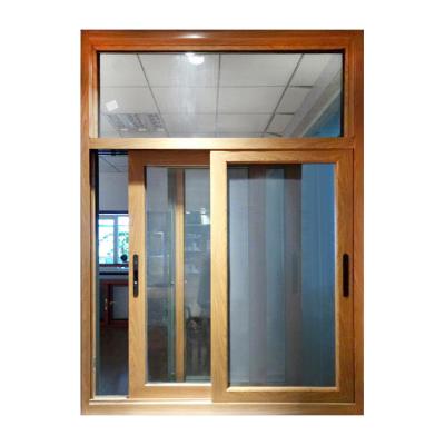 China KDSBuilding Wood Colour Two Panel Windows For Commercial Building With Bar Lock Sliding Window for sale