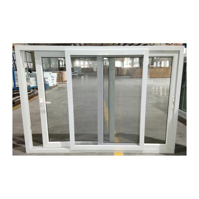 China Dubbelglazuur PVC schuifvenster Wit UPVC orkaanbestendige venster Te koop