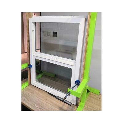 China Anti-diefstal enkelhangend vinyl venster verticaal glijdend plastic PVC UPVC venster Te koop