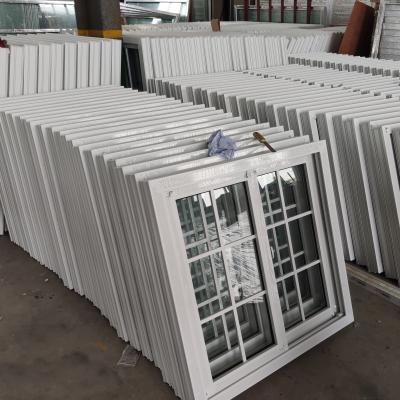 China Geraffineerd glas PVC schuifvenster met grill winddicht voor badkamer Te koop