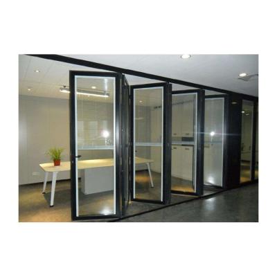 China KDSBuilding Soundproof Waterproof Veranda Fold up Retractable Cheap Security Glass Folding Door for sale