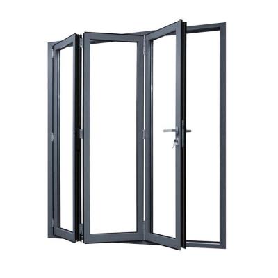 China Cast Aluminum Frame Door Tempered Double Glass Horizontal Slide Bi Fold Barn Door for sale