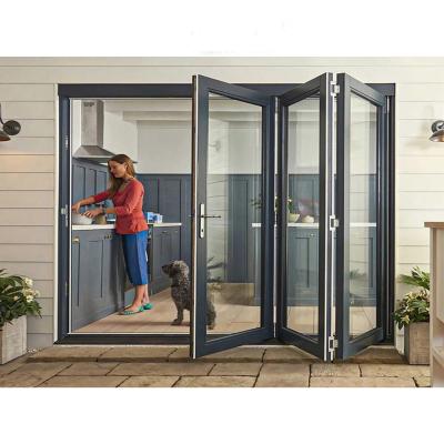 Cina Patio Bifold Aluminium Porte Pieghevoli Di Vetro Temperato Porte Accordion in vendita