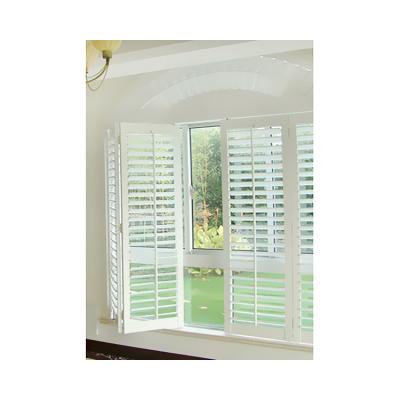 China Jalousie Frame Plantation Shutters Electric Automatic Blinds Wooden Exterior For Windows for sale