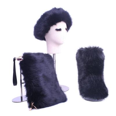 China Anti-odor Snow Fashion Furry Winter Warm Boots For Women Real Fake Fur Women's Headband And Purse Boots for sale