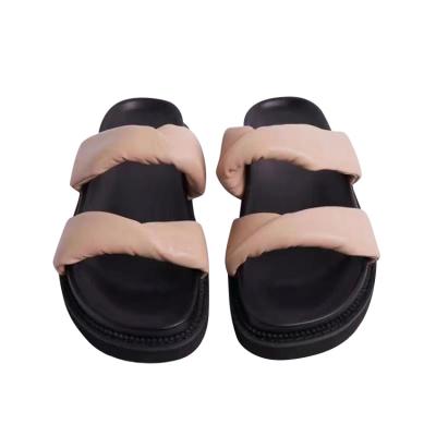 China Fashion Trend Women's Shoes Peep Open Toe Sandals Casual Flats Roman Shoes Ladies Pure Color Women's Slippers for sale