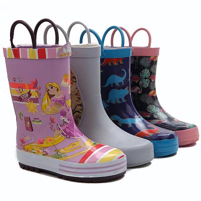 China Manufacturer Fashion Trend Printing Cheap Custom Rubber Boots Toddler Girl Kids Design Rubber Rain Boots With Easy On Buckles For Kids for sale