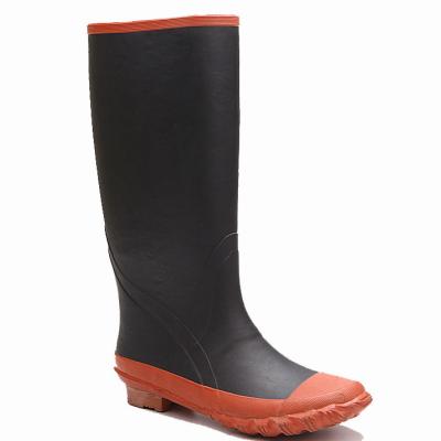 China Anti-Smell Manufacturer Men Safety Natural Rubber Big Garden Big Size Waterproof Popular Logo Red Rain Shoes Boots With Steel Toe for sale