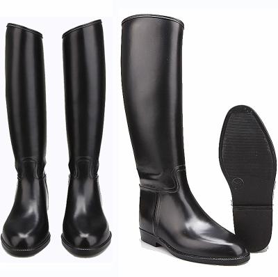 China Fashion Trend Manufacturer Men's PVC Rubber Walking Slush Molding High Western Equestrian Knee High Boots Riding Bell Boots For Women for sale