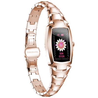 China Fashion Silver Gold H8pro Touch Screen Heart Rate Test Wristband Dynamic Reminder Women Ladies Smart Watch for sale