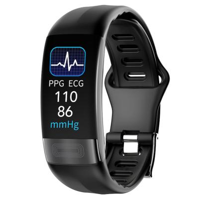 China Touch Screen P11 Plus Oxygen SPO2 Pedometer Tracker ECG+PPG Smart Band Health Wristband Smartwatch Thermometer for sale