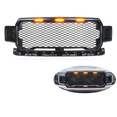 China New ABS 4x4 Car Black Front Bumper Grilles Upper Grilles With Amber Light For F150 2018+ for sale