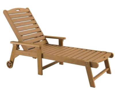 China Outdoor 4-Level Backrest Adjustment Sun Lounger for Plastic Wood Sunbed Chaise Lounge for sale