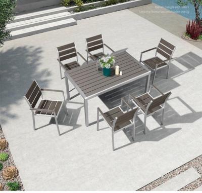 China Hotel Garden Dining Furniture Modern All Weather Durable Aluminum Table And Chair Set for sale