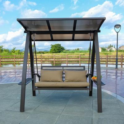 China Contemporary Outdoor Garden Furniture YY Mail Packing Metal Double Swing Chair with Canopy for sale