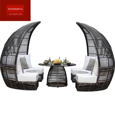 China Water Proof Cushion Outdoor Seaside Wicker Sun Bed with Rust-Resistant Aluminum Frame for sale