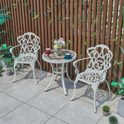 China Customized Color Metal End Table Set Courtyard Furniture with Cast Aluminum Tea Table for sale