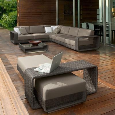 China Outdoor Furniture Modern Living Room Reclining Sectional Sofa Bed with PE Rattan for sale