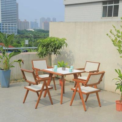 Chine Ensemble de meubles de jardin Noir Blanc Brun Chaise à manger Café Table à café Ensemble pour l'extérieur à vendre