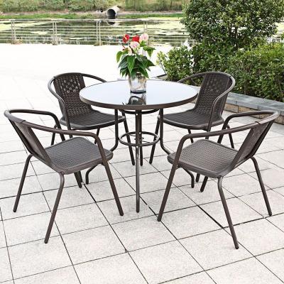 China Outdoor Armchair Plastic Material Rattan Armchair Garden Patio Chair Set for Outdoor for sale