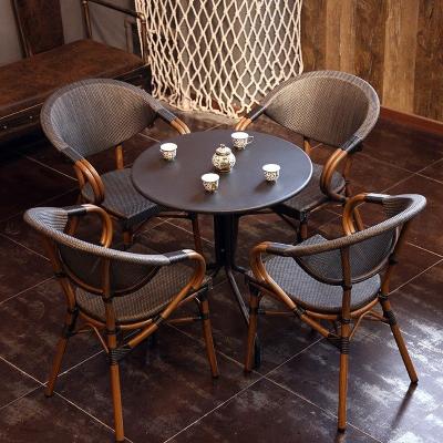 China Metal Hotel Tropica Blanqueado al aire libre Foshan 5PC Wicker Set de comedor para el patio del jardín en venta