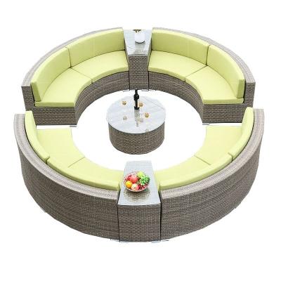 China Customized Sizes Rattan Round Day Bed PE Sun Wicker Furniture Outdoor Lying Tent Daybed for sale