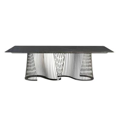 China Custom Nordic Square Modern Marble Black Dining Table for Your Apartment for sale