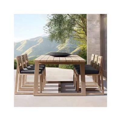 China Teak Wood Garden Set Modern Outdoor Dining Furniture with Solid Wood Table and Chairs for sale