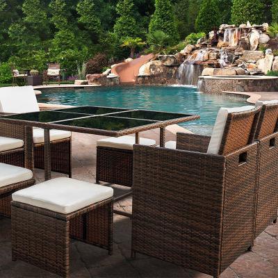 China Moderne design UV-bestendige PE Rattan Outdoor Sofa Set voor ruimtebesparende kubusmeubelen Te koop