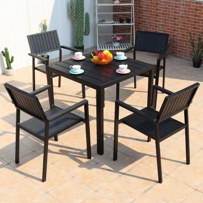 China Outdoor Dining Chair Garden Aluminum Table and Plastic Wood Chairs for Patio Furniture for sale