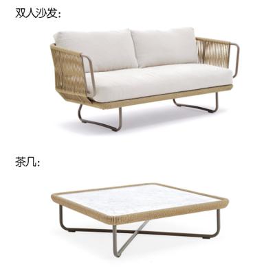 China Outdoor Garden Villa Patio Furniture Plastic Rattan Rope Sofa with Modern Design for sale