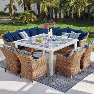 China Garden Patio Furniture Outdoor Rattan Dining Table and Chairs with Aluminium Tube for sale