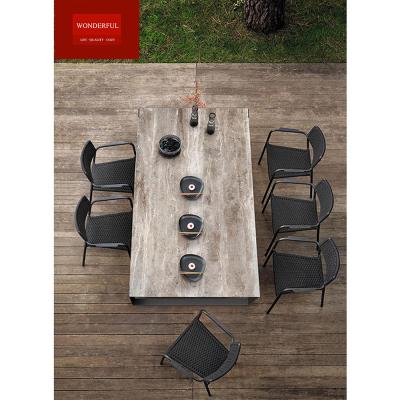 China OEM/ODM BAMBOO Outdoor Hotel Restaurant Furniture 8 Seater Square Dining Table Set for sale