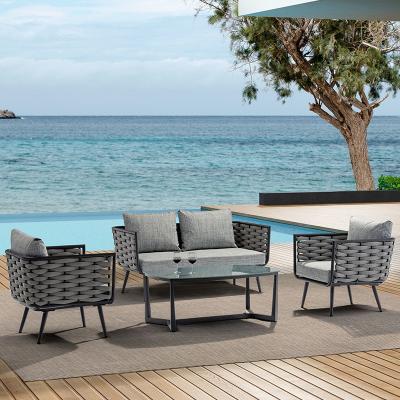 China Outdoor Patio Lounge Meubels U-vormige Rattan Tuinbank met Aluminium Frame Design Te koop