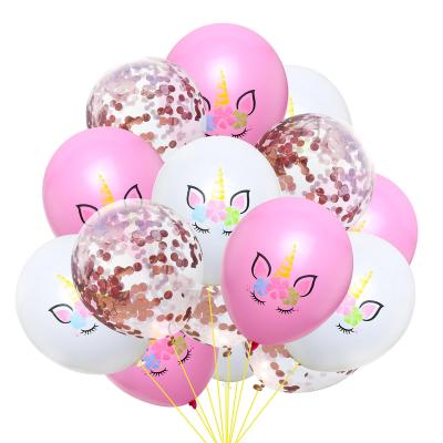 China Hot Sale 15pcs 12inch Latex Unicorn Balloons Rose Gold Confetti Balloon Unicorn Party Supplies Decoration Birthday Party for sale