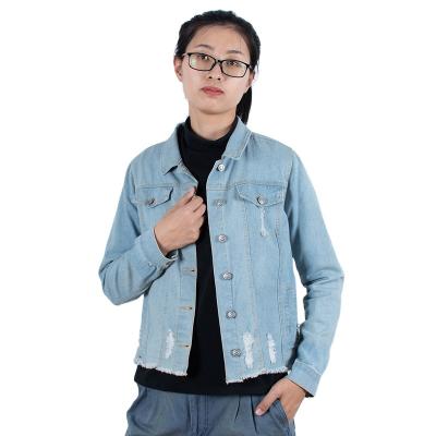 China Breathable Hot Selling Blue Short Denim Coat Women Lattice Jacket Ladies Bike Jackets Woman Jacket for sale