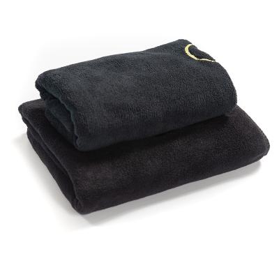 China Hypoallergenic Water Absorbent Microfiber Towel Set Hair Face Hand Thick Black Towels for sale