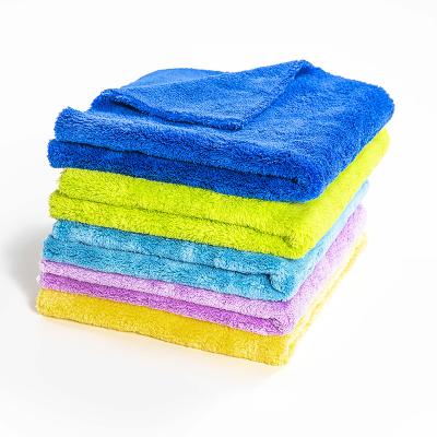 China Factory wholesale custom logo QUICK DRY thickened edge fleece car wiper absorbent soft cut coral towel for sale