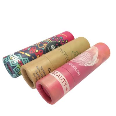 China Fashion Design Biodegradable Cardboard Lip Balm Packaging Tube Boxes Custom Cosmetic Empty Packaging Paper Lipstick Tubes for sale