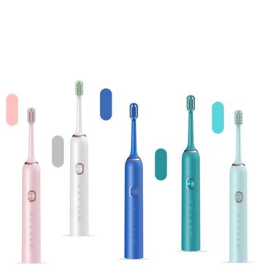 China Teeth Cleaning YASI Portable Waterproof IPX7 Sonic Electric Toothbrush Powered Cute Electric Toothbrush with Two Heads for sale