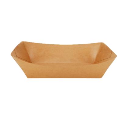 China Recyclable Disposable Brown Paper Boat Type Food Kraft Tray for sale