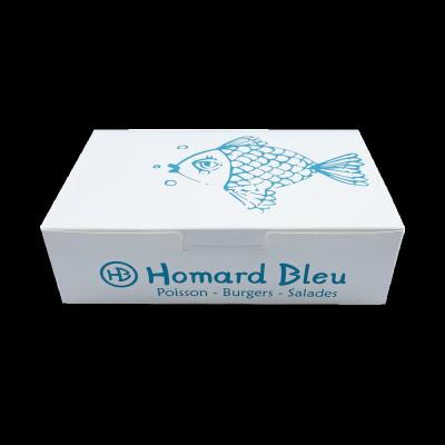 China Recyclable Food Grade Unfolded Low Shipping Custom Printing Fries Paper Food Box for sale