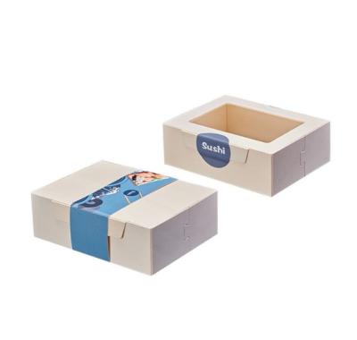 China Recyclable Disposable Wooden Degradable Transparent Lid Sushi Box Meal Takeout Box for sale