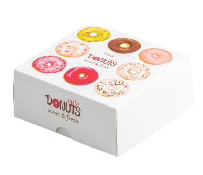 China Recyclable White Custom Cardboard Printed Donuts Packaging Paper Box for sale