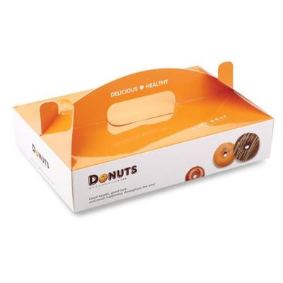 China Recycled Materials Folding Cardboard Flat Cookie Sweet Takeout Box Packaging Custom Printing Party Dessert Donut Paper Box for sale