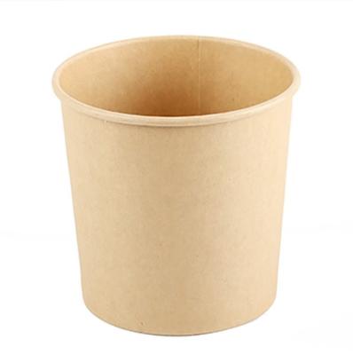 China Kraft paper round greaseproof thickened soup bowl can print LOGO box food box disposable takeout paper bowl for sale